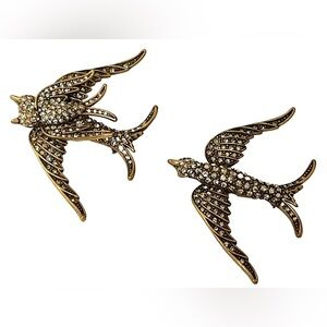 Heidi Daus “Bird in Flight” Double Swallows Brooch Set NWOT